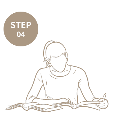 女性が勉強している線画